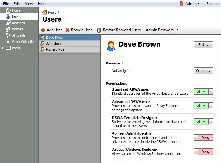 User manager view