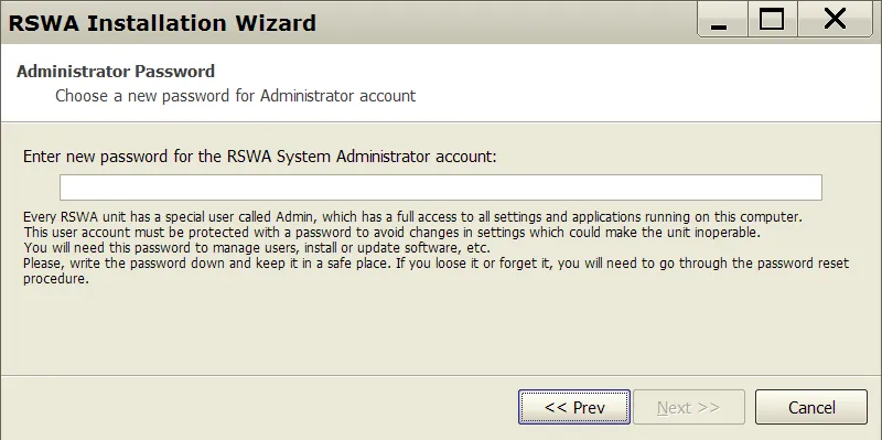 Assigning administrator password