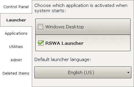 Figure 8. Launcher settings