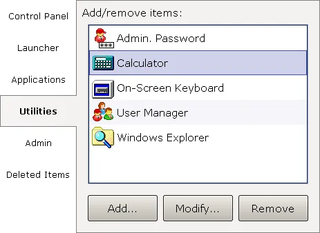 Figure 9. Utilities settings