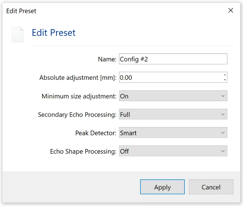 Sample Config #2 Preset Data